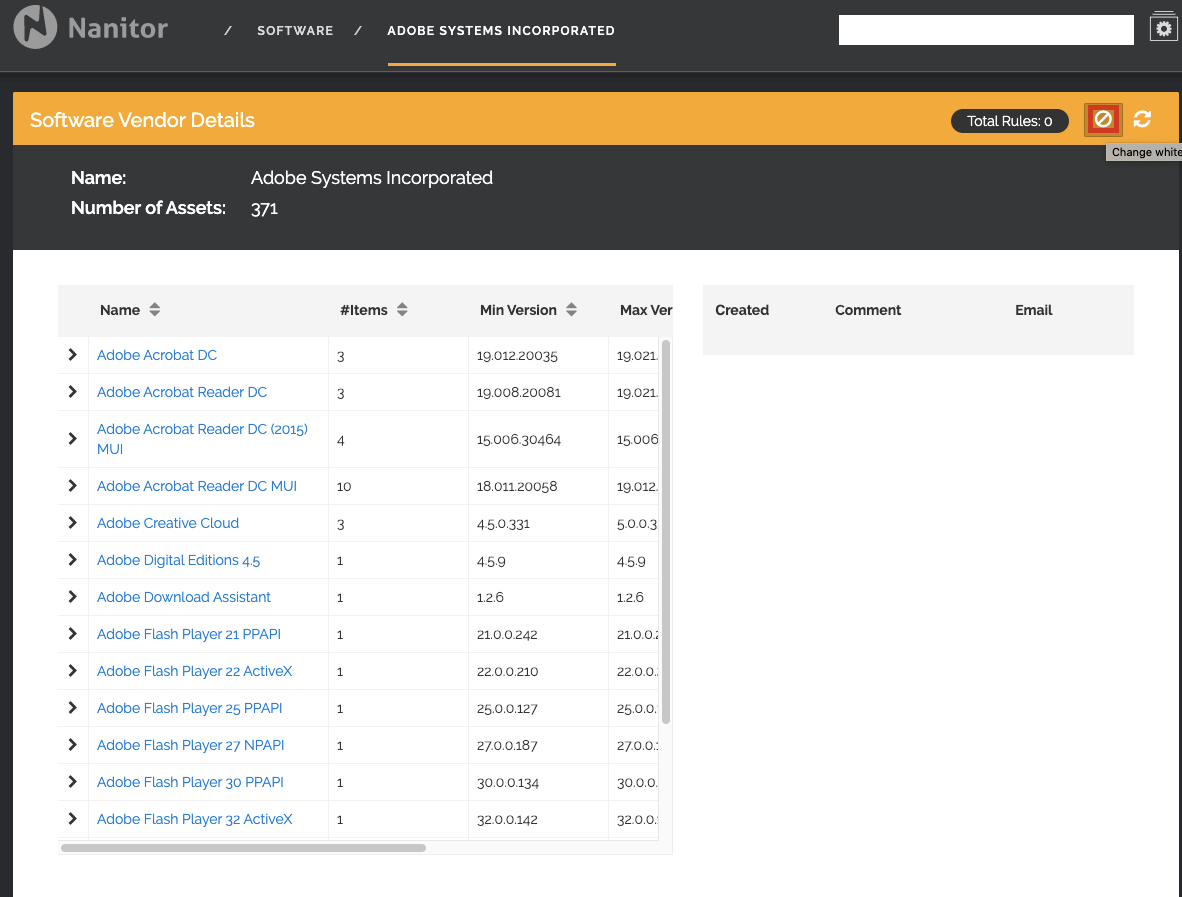 Whitelisting software blacklisting rule